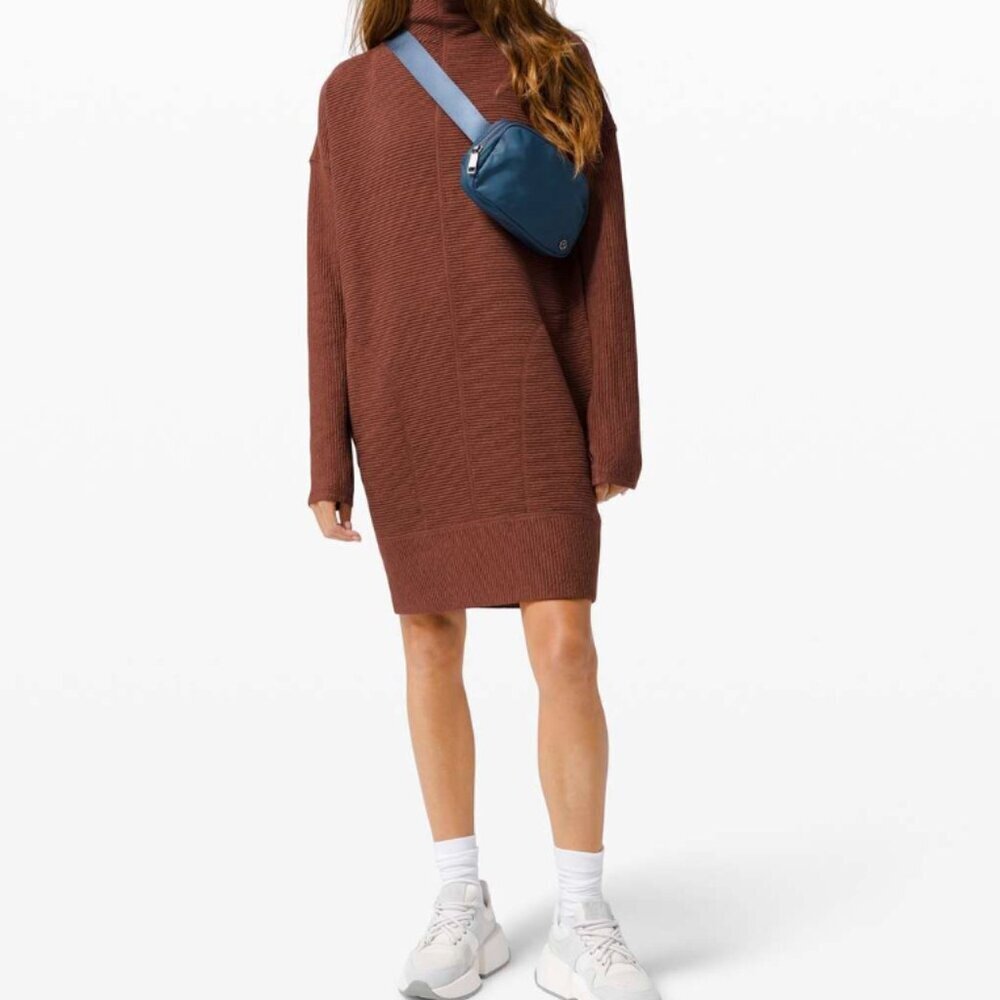 EUC Lululemon Call for Cozy Dress Heathered Ancient Copper orange ribbed 4